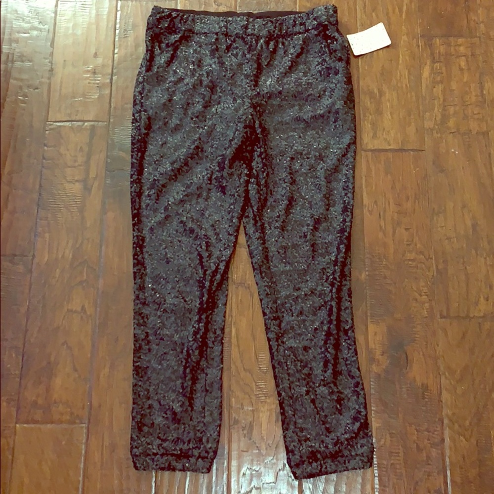 Free people black matte sequin jogger size S